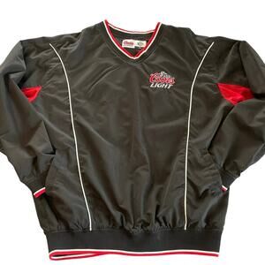 90's Vintage Coors Light Men Unisex Black Red Embroidered Windbreaker Pullover L